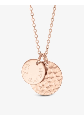 Personalised hammered double 18ct rose gold-plated brass pendant necklace