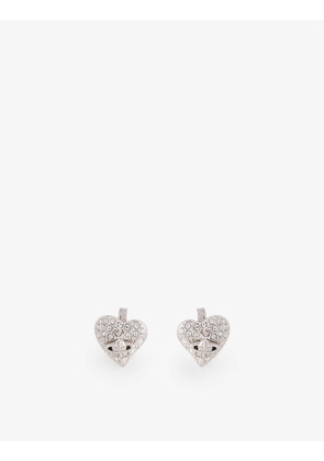 Heart-shaped mini brass earrings