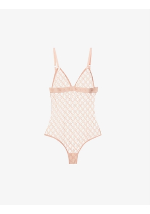 GG-embroidered stretch-mesh body