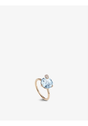 Peekaboo 18ct rose-gold 0.04ct diamond and 3.19ct aquamarine ring