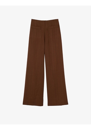 Tailored wide-leg high-rise woven trousers