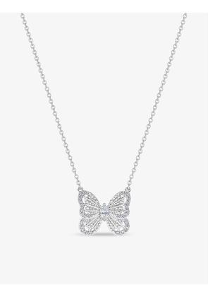 Butterfly 18ct white-gold and 0.21ct diamond necklace