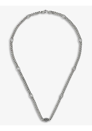 Interlocking G logo-pendant sterling silver and enamel necklace