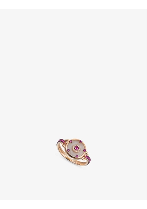 Celeste 18ct rose-gold, 0.07ct diamonds, 0.77ct pink sapphire and 9.75ct jade ring