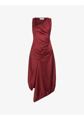 Scoop-neck ruched stretch-crepe midi dress