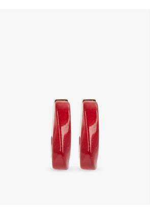 Marble Twist red jade hoop earrings