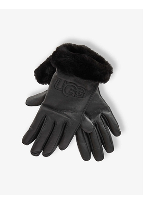 Classic logo-embroidered leather and shearling gloves