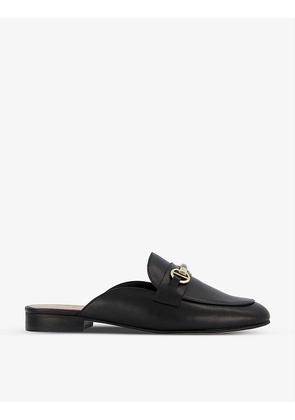 Glowin snaffle trim backless leather loafers