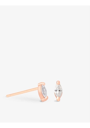 Navette 14ct rose gold-plated sterling silver and cubic zirconia stud earrings