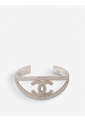 Pre-loved Chanel sterling-silver and Swarovski-crystal cuff bracelet