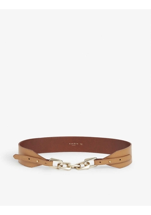 Chain-detail leather belt