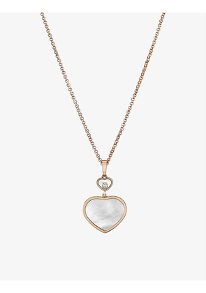 Happy Hearts 18ct rose-gold, 0.05ct diamond and mother-of-pearl pendant