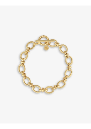Textured Oval 18ct gold-plated link bracelet