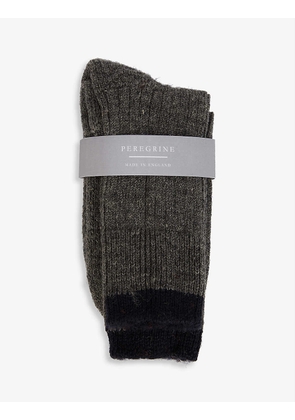 Speckled-pattern ribbed wool-blend socks