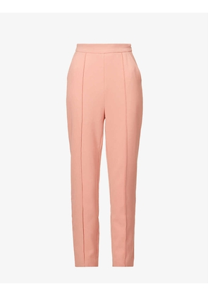 Pintuck high-rise stretch-crepe trousers