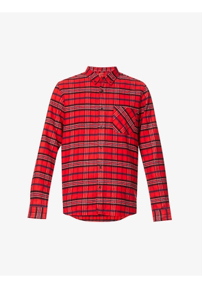 Checked-print long-sleeved cotton-flannel shirt