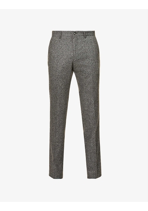 Slim-fit mid-rise wool-blend trousers