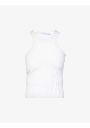 Exposed-seams stretch-cotton tank top