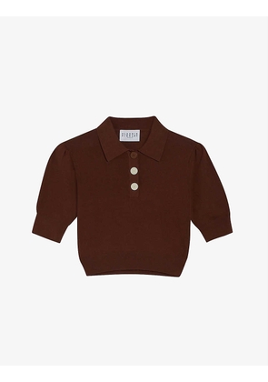 Minima cropped knitted polo shirt