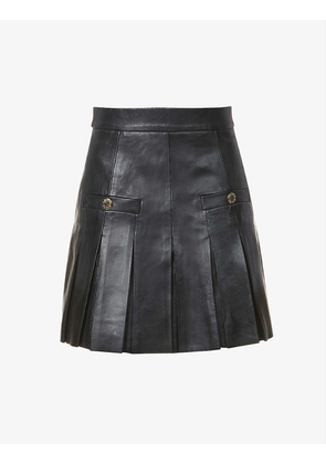 Jo pleated leather skirt