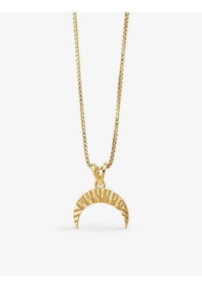 Deco Crescent Moon 22ct yellow gold-plated sterling silver pendant necklace