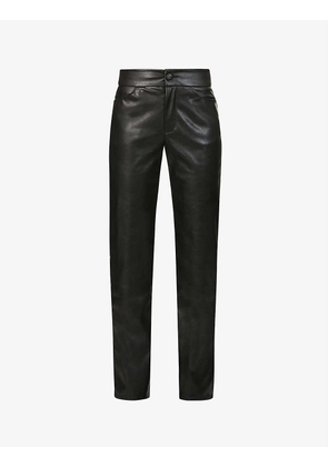 Wide-leg high-rise faux-leather trousers