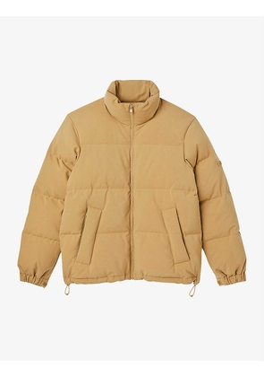 Funnel-neck woven-down puffer jacket