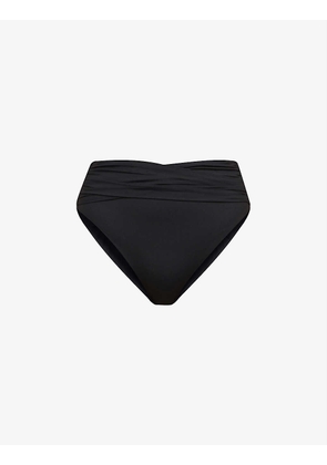 Collective wrap-detail high-rise recycled nylon-blend bikini bottoms