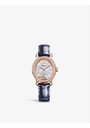 275362-5002 Happy Sport 18ct rose-gold, 1.42ct diamond and alligator-embossed leather watch