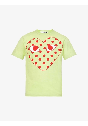 Heart and polka-dot print cotton-jersey T-shirt