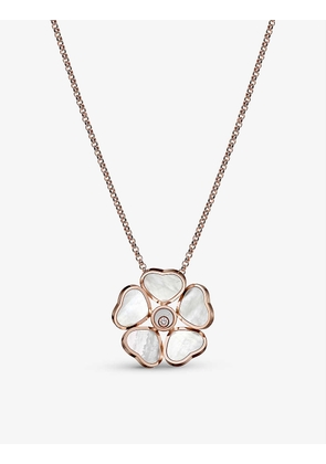 Happy Hearts Flower 18ct rose-gold, 0.05ct diamond and mother-of-pearl necklace