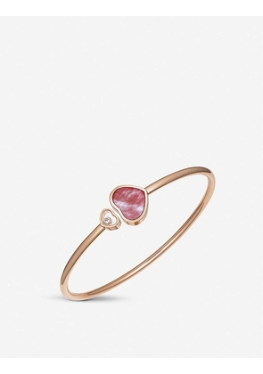 Happy Hearts 18ct rose-gold, 0.05ct diamond and mother-of-pearl bangle bracelet