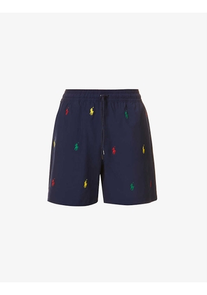 Logo-embroidered stretch-recycled polyester swim shorts