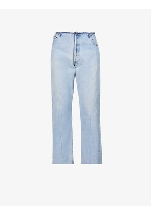 Upcycled Bandless straight-leg mid-rise denim jeans