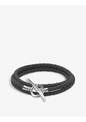 Quill sterling silver and leather bracelet