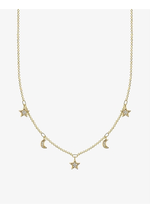 Magic Stars Moon and Stars gold-plated sterling silver cubic zironia necklace