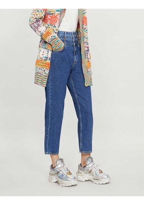 High-rise double-layer jeans