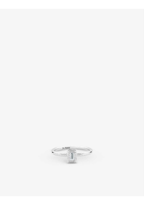 Talisman rhodium-plated 18ct white-gold and 0.10ct baguette-cut diamond ring