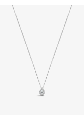 Aura rhodium-plated 18ct white-gold and 0.29ct pear-cut diamond pendant necklace