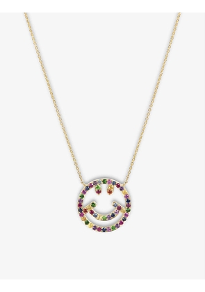 Rainbow Have a Nice Day sapphire, ruby, tsavorite and 14ct yellow gold necklace