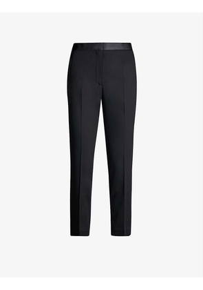 Satin-trim stretch-woven trousers