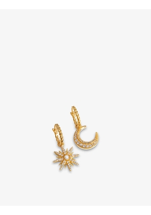 Harris Reed x Missoma Star and Moon recycled 18ct yellow gold-plated brass, white cubic zirconia and white pearl hoop earrings
