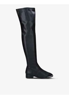Sevaunna sqaure-toe faux-leather thigh-high boots