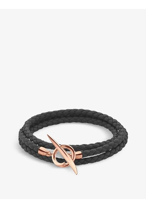 Quill leather and rose gold-plated vermeil silver wrap bracelet