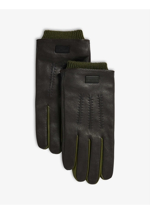 Ballot ribbed-cuff contrast-trim leather gloves