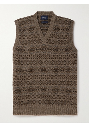 Drake's - Fair Isle Wool Sweater Vest - Men - Brown - S