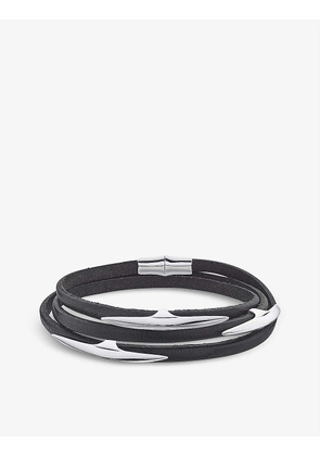 Arc sterling silver and leather bracelet