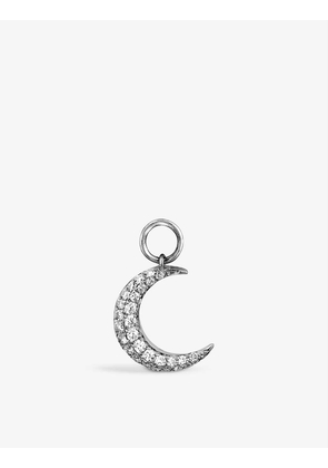 Crescent Moon 14ct white-gold and 0.11ct round-cut diamond single earring charm