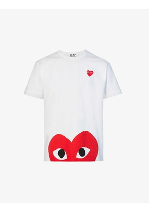 Comme Des Garcons Play Men's White Half-Heart Logo T-Shirt, Size: S