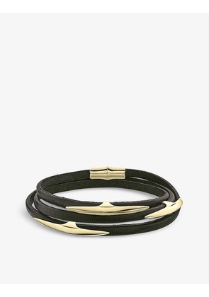 Arc yellow gold-plated vermeil and leather bracelet